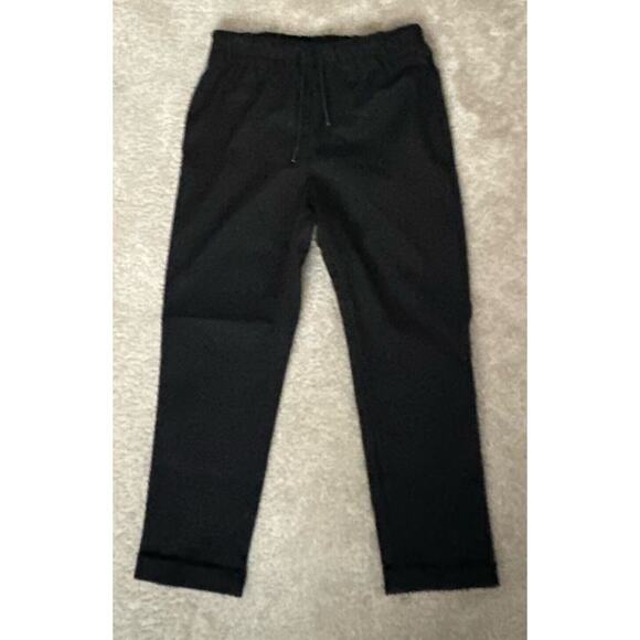 Oak + Fort High Waisted Straight Leg Twill Pants Black Women Size 28 - Picture 1 of 9